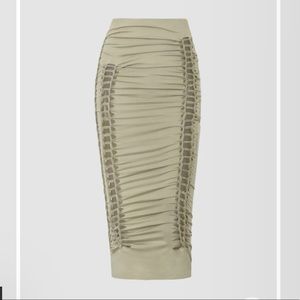 MICAS Cut Out Ruched Midi Skirt, NWT